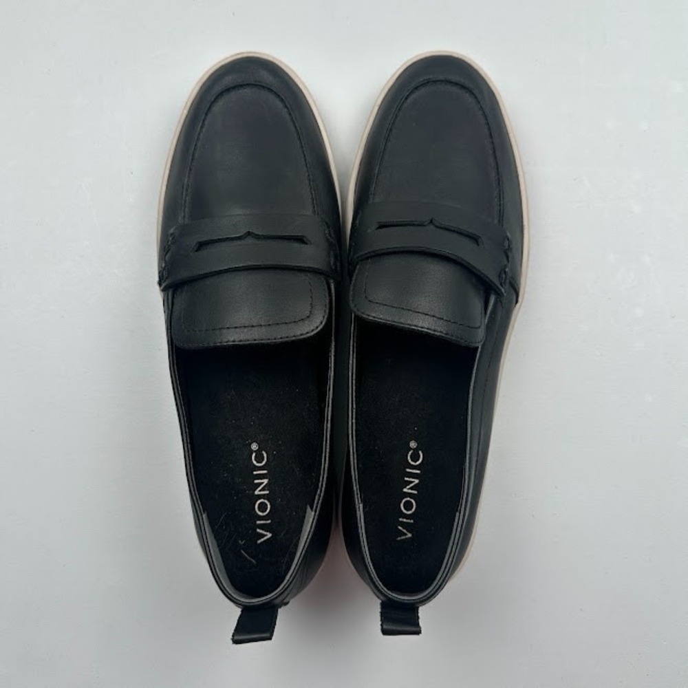 Vionic Uptown Loafer Womens 11 Black Leather Slip On Shoe Comfort Travel - Picture 6 of 12
